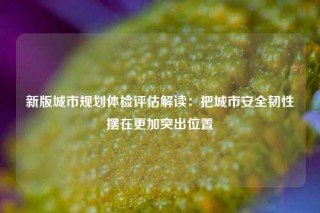 新版城市规划体检评估解读：把城市安全韧性摆在更加突出位置