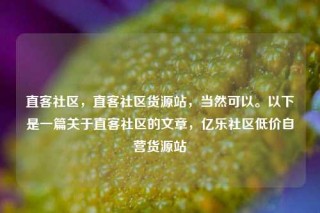 直客社区，直客社区货源站，当然可以。以下是一篇关于直客社区的文章，亿乐社区低价自营货源站