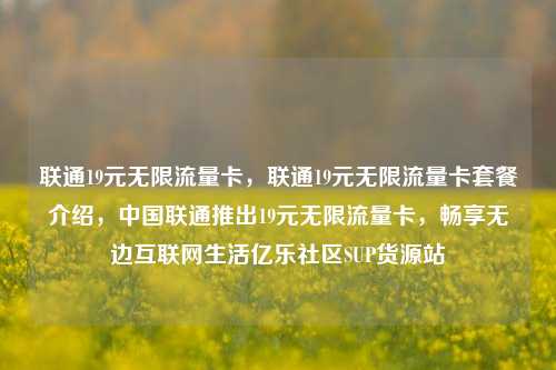 联通19元无限流量卡，联通19元无限流量卡套餐介绍，中国联通推出19元无限流量卡	，畅享无边互联网生活亿乐社区SUP货源站  第1张